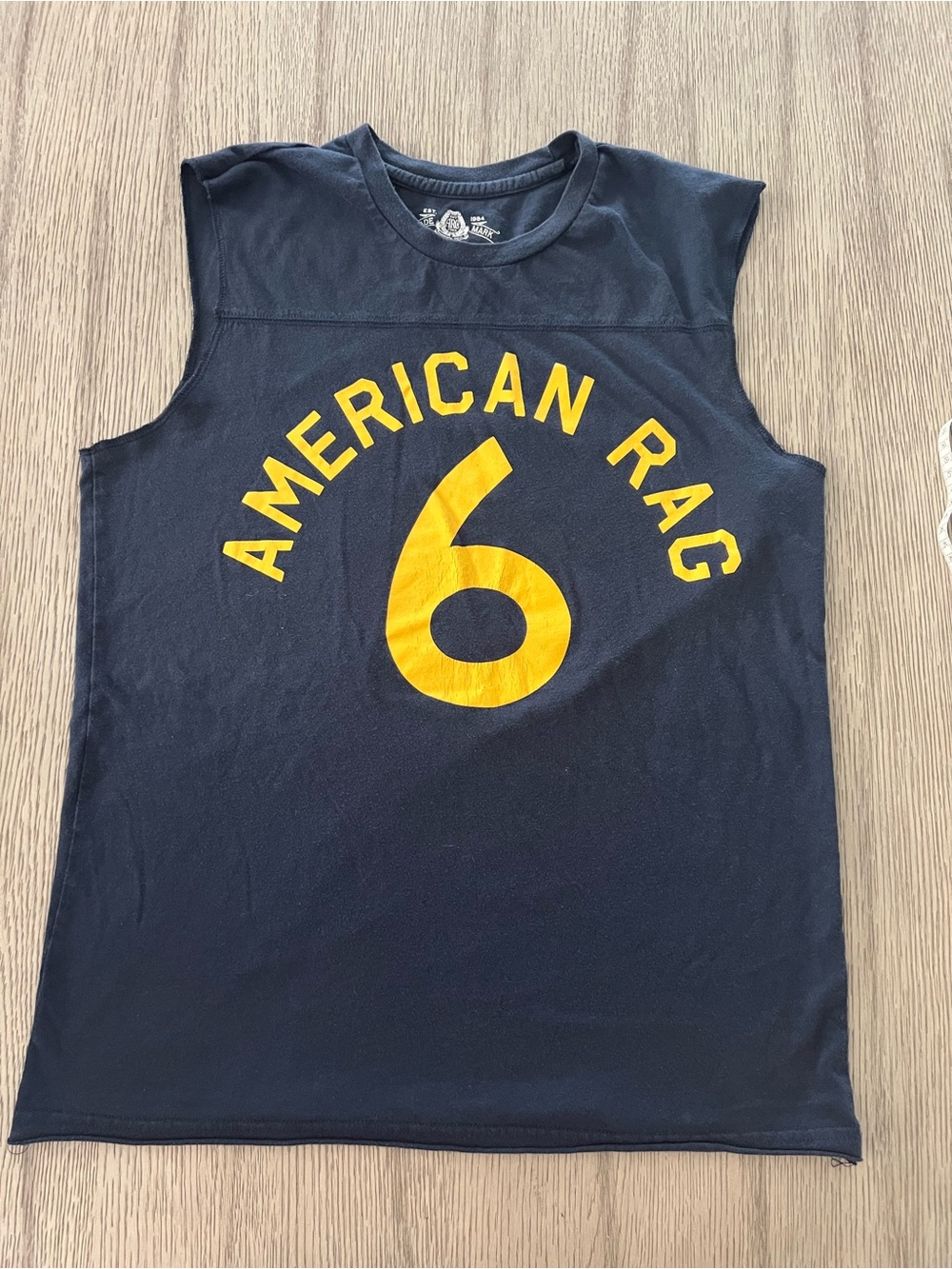 American Rag Navy Tank Top with Yellow '6' Graphic